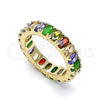 Oro Laminado Multi Stone Ring, Gold Filled Style with Multicolor Cubic Zirconia, Polished, Golden Finish, 01.210.0137.08 (Size 8)
