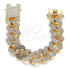 Oro Laminado Basic Bracelet, Gold Filled Style with White Crystal, Polished, Golden Finish, 03.372.0004.08 (19 MM Thickness, 8 Inches Length)