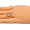 Oro Laminado Multi Stone Ring, Gold Filled Style Flower Design, with Multicolor Cubic Zirconia, Polished, Golden Finish, 01.210.0146.07 (Size 7)