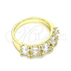 Oro Laminado Multi Stone Ring, Gold Filled Style with White Cubic Zirconia, Polished, Golden Finish, 01.210.0147.09 (Size 9)