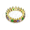 Oro Laminado Multi Stone Ring, Gold Filled Style Teardrop Design, with Multicolor Cubic Zirconia, Polished, Golden Finish, 01.210.0149.08 (Size 8)