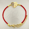 Oro Laminado Fancy Bracelet, Gold Filled Style Heart Design, with Multicolor Micro Pave, Polished, Golden Finish, 03.381.0009.06 (02 MM Thickness, 6 Inches Length)