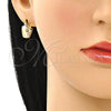 Oro Laminado Small Hoop, Gold Filled Style Heart Design, Polished, Golden Finish, 02.185.0003.12
