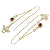 Oro Laminado Threader Earring, Gold Filled Style Angel and Heart Design, with White Micro Pave, Polished, Tricolor, 02.253.0025