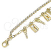 Oro Laminado Charm Anklet , Gold Filled Style key and Lock Design, with White Crystal, Polished, Golden Finish, 03.372.0011.10 (03 MM Thickness, 10 Inches Length)