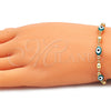 Oro Laminado Fancy Bracelet, Gold Filled Style Evil Eye Design, Green Enamel Finish, Golden Finish, 03.213.0033.5.08 (06 MM Thickness, 8 Inches Length)