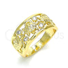 Oro Laminado Multi Stone Ring, Gold Filled Style Turtle Design, Polished, Golden Finish, 01.380.0003.09 (Size 9)