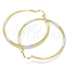Oro Laminado Large Hoop, Gold Filled Style Diamond Cutting Finish, Tricolor, 02.170.0059.1.60