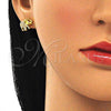 Oro Laminado Stud Earring, Gold Filled Style Elephant Design, with White Micro Pave, Polished, Golden Finish, 02.344.0088