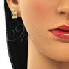 Oro Laminado Stud Earring, Gold Filled Style Love Design, with White Micro Pave, Polished, Golden Finish, 02.344.0096