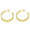 Oro Laminado Stud Earring, Gold Filled Style Puff Mariner Design, Polished, Golden Finish, 02.163.0154.30