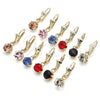 Oro Laminado Dangle Earring, Gold Filled Style with Champagne Crystal, Polished, Golden Finish, 02.122.0112