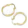 Oro Laminado Small Hoop, Gold Filled Style Polished, Tricolor, 5.134.025.2.25