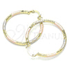 Oro Laminado Medium Hoop, Gold Filled Style Hollow Design, Diamond Cutting Finish, Tricolor, 02.213.0243.40