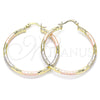 Oro Laminado Medium Hoop, Gold Filled Style Hollow Design, Diamond Cutting Finish, Tricolor, 02.213.0243.40