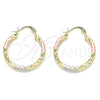 Oro Laminado Small Hoop, Gold Filled Style Diamond Cutting Finish, Tricolor, 02.213.0155.1.25