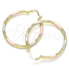 Oro Laminado Medium Hoop, Gold Filled Style Diamond Cutting Finish, Tricolor, 02.213.0244.40