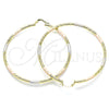 Oro Laminado Extra Large Hoop, Gold Filled Style Diamond Cutting Finish, Tricolor, 02.213.0245.70