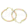 Oro Laminado Medium Hoop, Gold Filled Style Diamond Cutting Finish, Tricolor, 02.213.0150.1.40