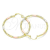Oro Laminado Large Hoop, Gold Filled Style Diamond Cutting Finish, Tricolor, 02.213.0152.1.50