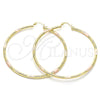Oro Laminado Extra Large Hoop, Gold Filled Style Diamond Cutting Finish, Tricolor, 02.213.0152.1.70