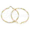 Oro Laminado Large Hoop, Gold Filled Style Diamond Cutting Finish, Tricolor, 02.213.0248.60