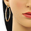 Oro Laminado Large Hoop, Gold Filled Style Diamond Cutting Finish, Tricolor, 02.213.0248.50