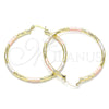 Oro Laminado Large Hoop, Gold Filled Style Diamond Cutting Finish, Tricolor, 02.213.0248.50