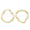 Oro Laminado Small Hoop, Gold Filled Style Diamond Cutting Finish, Tricolor, 02.213.0249.25