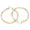 Oro Laminado Large Hoop, Gold Filled Style Diamond Cutting Finish, Tricolor, 02.213.0249.50