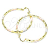 Oro Laminado Large Hoop, Gold Filled Style Diamond Cutting Finish, Tricolor, 02.213.0249.50