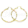 Oro Laminado Large Hoop, Gold Filled Style Diamond Cutting Finish, Tricolor, 02.213.0249.50