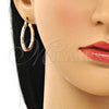 Oro Laminado Medium Hoop, Gold Filled Style Diamond Cutting Finish, Tricolor, 02.213.0249.30