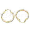 Oro Laminado Medium Hoop, Gold Filled Style Diamond Cutting Finish, Tricolor, 02.213.0249.30