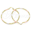 Oro Laminado Large Hoop, Gold Filled Style Diamond Cutting Finish, Tricolor, 02.213.0250.60
