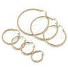 Oro Laminado Medium Hoop, Gold Filled Style Diamond Cutting Finish, Tricolor, 02.213.0162.1.30
