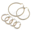 Oro Laminado Medium Hoop, Gold Filled Style Diamond Cutting Finish, Tricolor, 02.213.0151.1.30