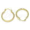 Oro Laminado Small Hoop, Gold Filled Style Hollow Design, Diamond Cutting Finish, Golden Finish, 02.213.0154.25