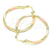 Oro Laminado Medium Hoop, Gold Filled Style Diamond Cutting Finish, Tricolor, 02.213.0257.40