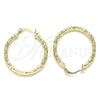 Oro Laminado Medium Hoop, Gold Filled Style Diamond Cutting Finish, Golden Finish, 02.213.0263.30