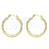 Oro Laminado Medium Hoop, Gold Filled Style Diamond Cutting Finish, Golden Finish, 02.213.0263.30