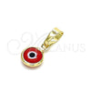 Oro Laminado Fancy Pendant, Gold Filled Style Evil Eye Design, Red Resin Finish, Golden Finish, 05.63.1162.2