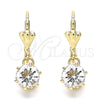 Oro Laminado Dangle Earring, Gold Filled Style with White Crystal, Polished, Golden Finish, 02.122.0112.5