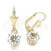 Oro Laminado Dangle Earring, Gold Filled Style with White Crystal, Polished, Golden Finish, 02.122.0112.5