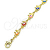 Oro Laminado Fancy Bracelet, Gold Filled Style Elephant Design, Multicolor Enamel Finish, Golden Finish, 03.386.0011.07 (07 MM Thickness, 7 Inches Length)