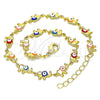 Oro Laminado Fancy Anklet, Gold Filled Style Elephant Design, Multicolor Enamel Finish, Golden Finish, 03.386.0011.10 (07 MM Thickness, 10 Inches Length)