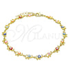 Oro Laminado Fancy Anklet, Gold Filled Style Elephant Design, Multicolor Enamel Finish, Golden Finish, 03.386.0011.10 (07 MM Thickness, 10 Inches Length)