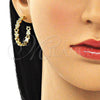 Oro Laminado Stud Earring, Gold Filled Style Star Design, with White Micro Pave, Polished, Golden Finish, 02.341.0113