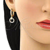 Oro Laminado Huggie Hoop, Gold Filled Style Heart Design, with White Micro Pave, Polished, Golden Finish, 02.316.0072.15