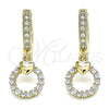 Oro Laminado Huggie Hoop, Gold Filled Style Heart Design, with White Micro Pave, Polished, Golden Finish, 02.316.0072.15